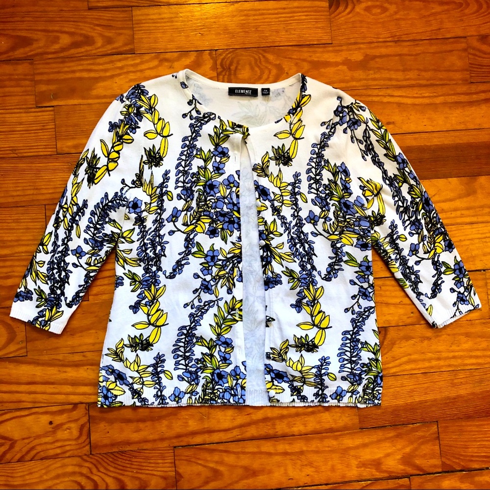 Floral Elememtz Button Up Cardigan